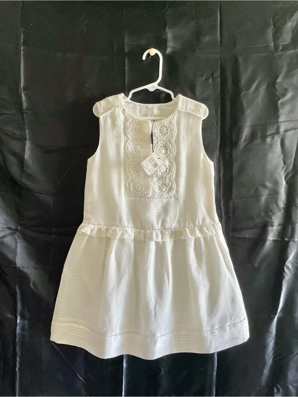 Burberry White Lace-Front Sleeveless Dress for Girls